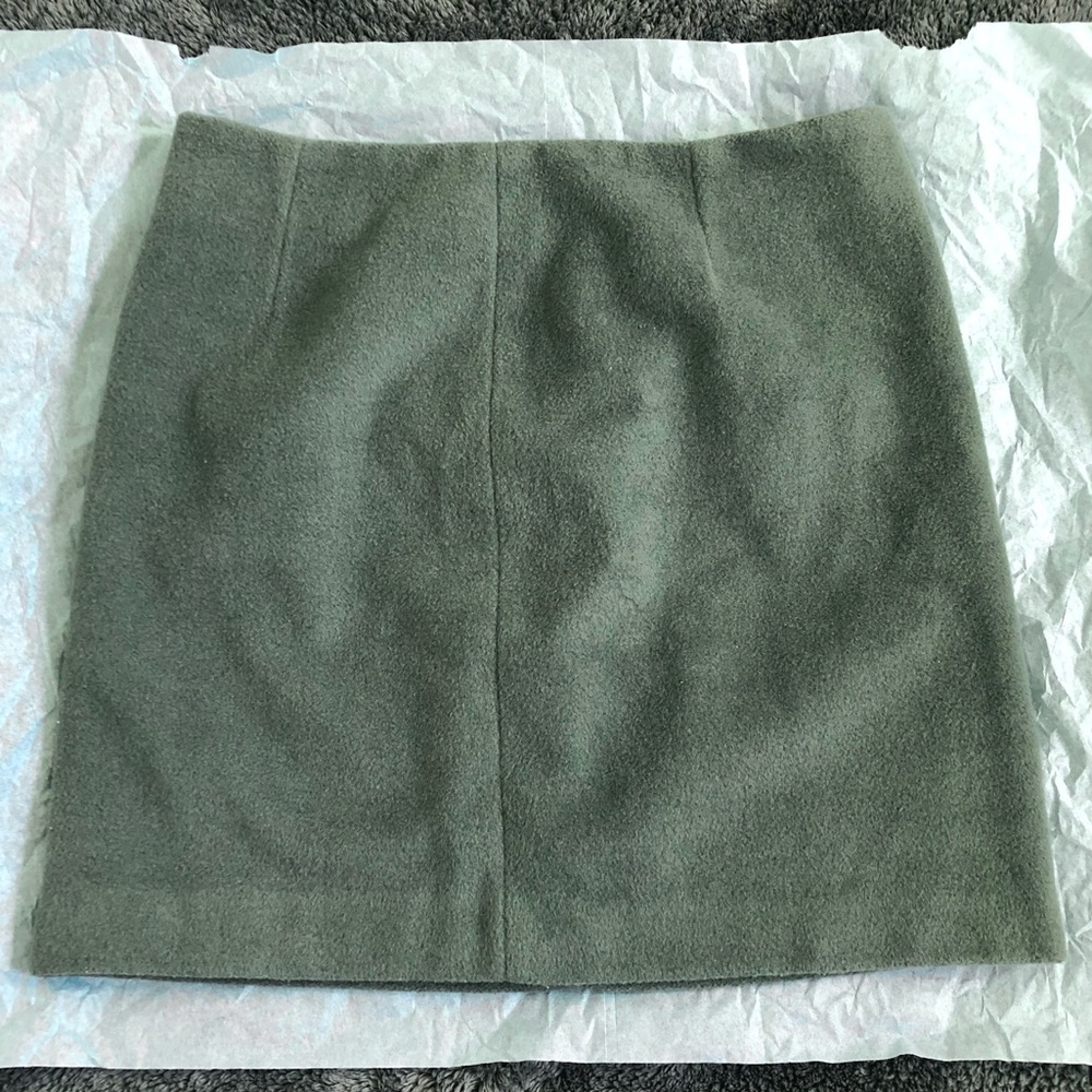 Acne studios khaki green skirt fleece satin lining mini to midi skirt
